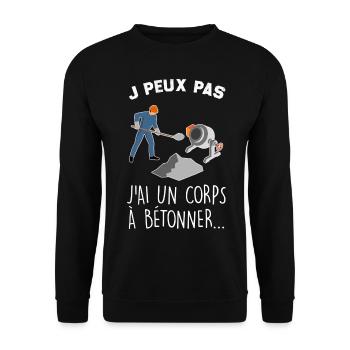 j peux pas j'ai beton - Sweat-shirt Unisexe - noir - Devant - Alina (178cm) & Michal (187cm)