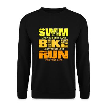 SWIM BIKE RUN - Unisex Sweatshirt - black - Front - Alina (178cm) & Michal (187cm)
