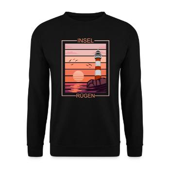 Rügen Ostsee Insel Leuchtturm Urlaub - Unisex Pullover - Schwarz - Vorne - Alina (178cm) & Michal (187cm)