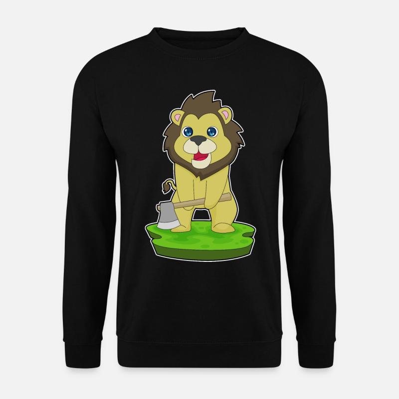 Lion Lumberjack Axe - Unisex Sweatshirt - black