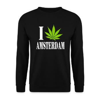 I love amsterdam - Unisex Pullover - Schwarz - Vorne - Alina (178cm) & Michal (187cm)