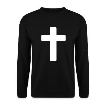 Crucifix Cross Jesus Christ - Unisex Sweatshirt - black - Front - Alina (178cm) & Michal (187cm)