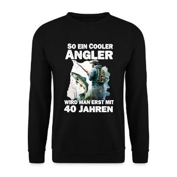 40 Geburtstag Angler Angeln 40 Jahre Spruch - Unisex Pullover - Schwarz - Vorne - Alina (178cm) & Michal (187cm)