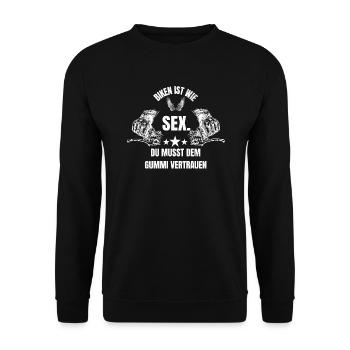 BIKEN IST WIE SEX - Unisex Pullover - Schwarz - Vorne - Alina (178cm) & Michal (187cm)