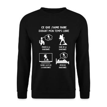 Randonneur Rando Randonnée Humour Mon Temps Libre - Sweat-shirt Unisexe - noir - Devant - Alina (178cm) & Michal (187cm)
