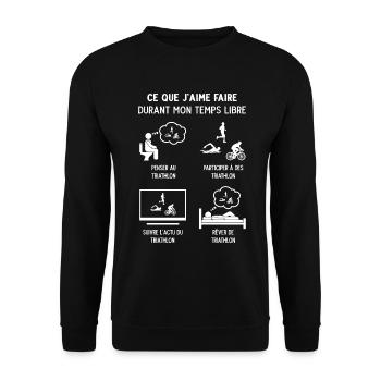 Triathlète Triathlon Humour Temps Libre - Sweat-shirt Unisexe - noir - Devant - Alina (178cm) & Michal (187cm)