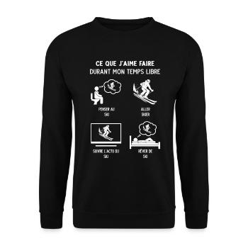 Skieur Ski Humour Temps Libre - Sweat-shirt Unisexe - noir - Devant - Alina (178cm) & Michal (187cm)