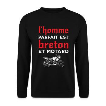 L'Homme Parfait Est Breton Motard - Sweat-shirt Unisexe - noir - Devant - Alina (178cm) & Michal (187cm)