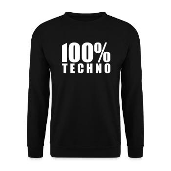 100% Techno Schriftzug Floorfreude Rave Festivals - Unisex Pullover - Schwarz - Vorne - Alina (178cm) & Michal (187cm)