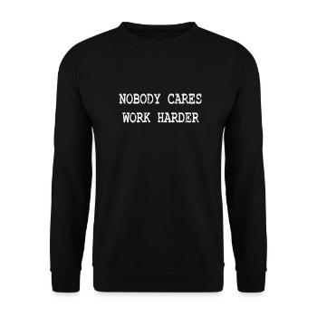 NOBODY CARES WORK, MOTIVATION SPORT JOB - Sweat-shirt Unisexe - noir - Devant - Alina (178cm) & Michal (187cm)