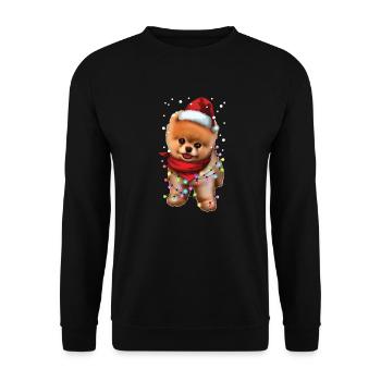 Chien de Poméranie de Noël - chiot mignon de Noël de Santa - Sweat-shirt Unisexe - noir - Devant - Alina (178cm) & Michal (187cm)