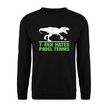 Padel Dino T-Rex dans le rôle du joueur de padel Padeltennis - Sweat-shirt Unisexe - noir - Devant - Alina (178cm) & Michal (187cm)
