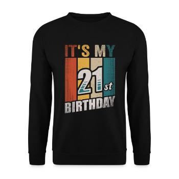 It's My 21st Birthday Gift Vintage 21 Years Bday - Unisex Sweatshirt - black - Front - Alina (178cm) & Michal (187cm)