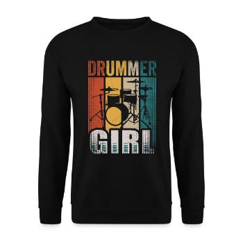 Vintage Drummer Girl Drum Set Musicien - Sweat-shirt Unisexe - noir - Devant - Alina (178cm) & Michal (187cm)