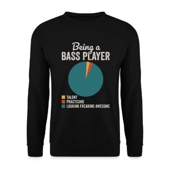 Bassist Bassist und Gitarrist Musiker - Unisex Pullover - Schwarz - Vorne - Alina (178cm) & Michal (187cm)