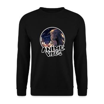 Jolie fille d’anime la nuit à Tokyo - chemise d’anime - Sweat-shirt Unisexe - noir - Devant - Alina (178cm) & Michal (187cm)