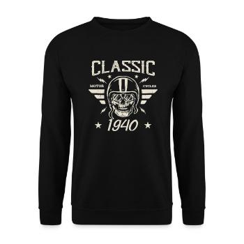 Vintage Klassisches Geburtstagsgeschenk geboren 1940 - Unisex Pullover - Schwarz - Vorne - Alina (178cm) & Michal (187cm)