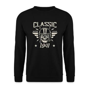 Klassisches Vintage-Geburtstagsgeschenk aus dem Jahr 1941 - Unisex Pullover - Schwarz - Vorne - Alina (178cm) & Michal (187cm)