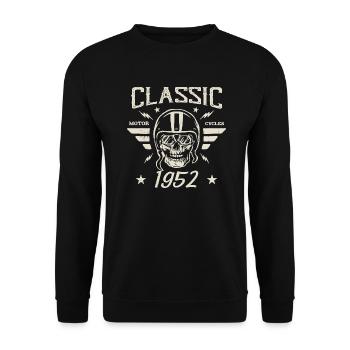 Klassisches Vintage-Geburtstagsgeschenk aus dem Jahr 1952 - Unisex Pullover - Schwarz - Vorne - Alina (178cm) & Michal (187cm)