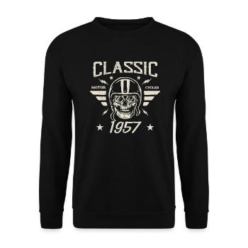 Cadeau D’anniversaire Classique Vintage Né en 1957 - Sweat-shirt Unisexe - noir - Devant - Alina (178cm) & Michal (187cm)