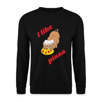 I like pizza - Unisex Sweatshirt - black - Front - Alina (178cm) & Michal (187cm)