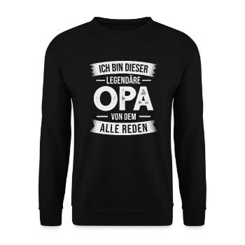 Opa Großvater Opi Großpapa - Unisex Pullover - Schwarz - Vorne - Alina (178cm) & Michal (187cm)