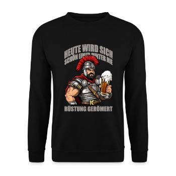 Heute wird sich schön einer hinter die Rüstung... - Unisex Pullover - Schwarz - Vorne - Alina (178cm) & Michal (187cm)