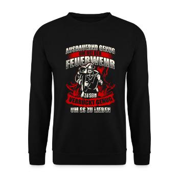 Feuerwehr Feuerwehrmann Lieben - Unisex Pullover - Schwarz - Vorne - Alina (178cm) & Michal (187cm)