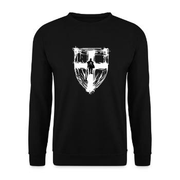 Kreuzritter Wappen Kreuz Ritter Schwert T-Shirt W1 - Unisex Pullover - Schwarz - Vorne - Alina (178cm) & Michal (187cm)