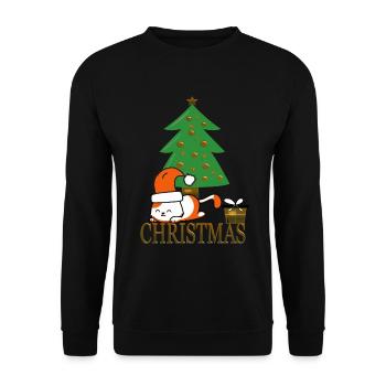Lustige Weihnachtskatze - Unisex Pullover - Schwarz - Vorne - Alina (178cm) & Michal (187cm)