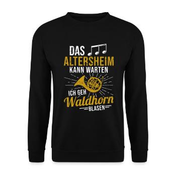 Waldhorn Hornist Orchester Musiker Horn Blasmusik - Unisex Pullover - Schwarz - Vorne - Alina (178cm) & Michal (187cm)