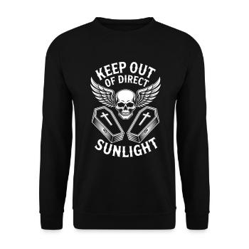 Keep out of direct sunlight! Vampire Goth Emo - Unisex Pullover - Schwarz - Vorne - Alina (178cm) & Michal (187cm)