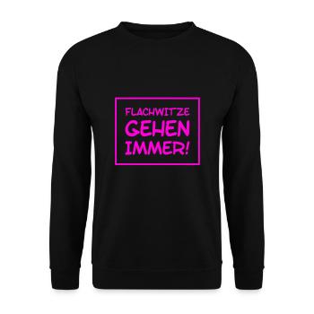 Flachwitze sind genau mein Ding - Unisex Pullover - Schwarz - Vorne - Alina (178cm) & Michal (187cm)