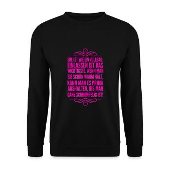 Ehe ist wie ein Vollbad - Unisex Pullover - Schwarz - Vorne - Alina (178cm) & Michal (187cm)