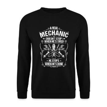 Mechanic Mechanic Mechanics Mechanic - Unisex Sweatshirt - black - Front - Alina (178cm) & Michal (187cm)