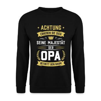 Attention ! Sa Majesté le grand-père entre dans la pièce - Sweat-shirt Unisexe - noir - Devant - Alina (178cm) & Michal (187cm)