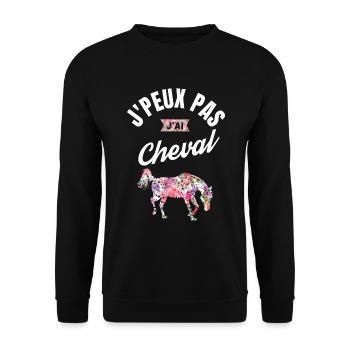 J Peux Pas J Ai Cheval - Sweat-shirt Unisexe - noir - Devant - Alina (178cm) & Michal (187cm)