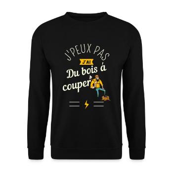 J Peux pas j ai du bois à couper - Sweat-shirt Unisexe - noir - Devant - Alina (178cm) & Michal (187cm)