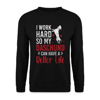 Hund Hunde Jäger Zwergdackel - Unisex Pullover - Schwarz - Vorne - Alina (178cm) & Michal (187cm)