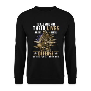 Military Border Peace Flag - Unisex Sweatshirt - black - Front - Alina (178cm) & Michal (187cm)