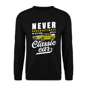 Auto Musclecar Old School Alt - Unisex Pullover - Schwarz - Vorne - Alina (178cm) & Michal (187cm)