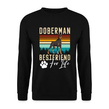 Dobermann Hunderasse Beschützer Schutzhund - Unisex Pullover - Schwarz - Vorne - Alina (178cm) & Michal (187cm)