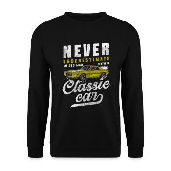 Oldtimer Motorsport Sportwagen - Unisex Pullover - Schwarz - Vorne - Alina (178cm) & Michal (187cm)