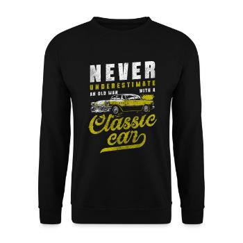 Oldtimer Automobil Baujahr - Unisex Pullover - Schwarz - Vorne - Alina (178cm) & Michal (187cm)