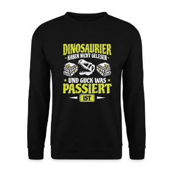 Buch Bücher Lesen Leser Bibliothekar Bücherei - Unisex Pullover - Schwarz - Vorne - Alina (178cm) & Michal (187cm)