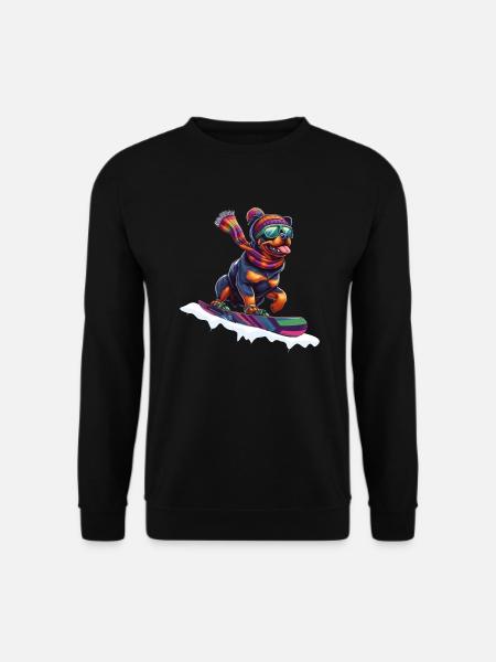 Rottweiler auf Snowbord - Unisex Pullover - Schwarz