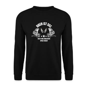 Biken ist das Beste - Unisex Pullover - Schwarz - Vorne - Alina (178cm) & Michal (187cm)