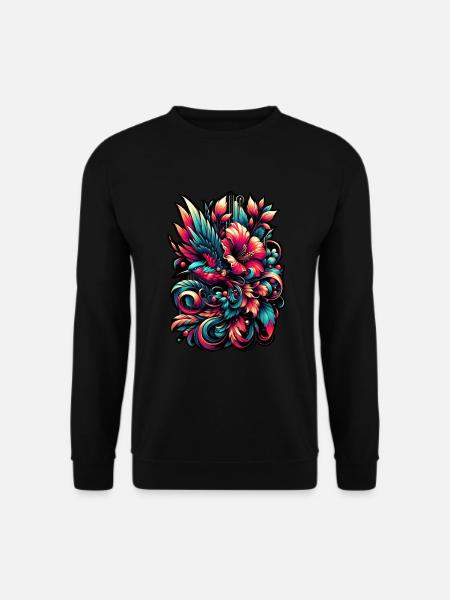 Colorful Flourish: Vibrant Avian Artistry - Unisex Pullover - Schwarz