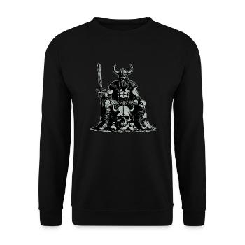 Viking avec épée et corbeau sur le crâne - Sweat-shirt Unisexe - noir - Devant - Alina (178cm) & Michal (187cm)