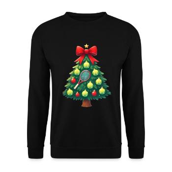 Festive Tennis Christmas Tree Design - Unisex Sweatshirt - black - Front - Alina (178cm) & Michal (187cm)